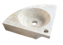 Light Beige Travertine Wall-Mount Corner Sink (W)15.7" (L)15.7" (H)4"