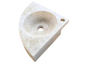 Light Beige Travertine Wall-Mount Corner Sink (W)15.7" (L)15.7" (H)4"