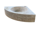 Light Beige Travertine Wall-Mount Corner Sink (W)15.7" (L)15.7" (H)4"