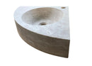 Troia Light Travertine Wall-mount Bathroom Corner Vanity Sink (W)16" (L)16" (H)4" side view
