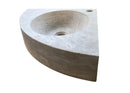 Light Beige Travertine Wall-Mount Corner Sink (W)15.7" (L)15.7" (H)4"