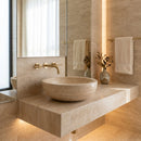 Natural Stone Light Travertine Vessel Sink (D)16" (H)6"