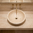 Natural Stone Light Travertine Vessel Sink (D)16" (H)6"