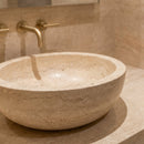 Natural Stone Light Travertine Vessel Sink (D)16" (H)6"