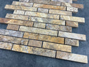 Scabos Travertine Strip Liner on 12" x 12" Mesh Mosaic Tile