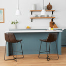 Live Edge Leather Pub Chairs, Dark Brown