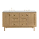 James Martin Laurent 60" Dual Mount Double Bathroom Vanity, Light Natural Oak