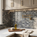 Luna Sky Marble 2"x4" Brick on 12" x 12" Mesh Mosaic Tile