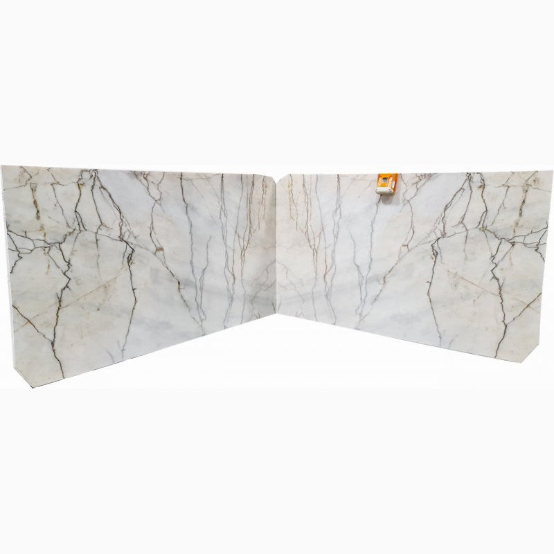 lupato gold white marble slabs polished 2cm slabs bookmatching 2 slabs front view