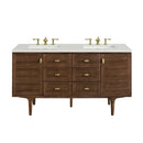James Martin Amberly 60" Dual Mount Double Bathroom Vanity, Mid-Century Walnut