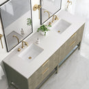 James Martin Emmeline 72" Double Bathroom Vanity, Pebble Oak