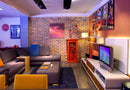manufactured stone brick veneer barok cotto caramel lava mixed installed interior house wall