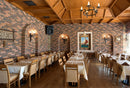manufactured stone brick veneer barok cotto caramel lava mixed installed interior restaurant walls