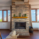 manufactured stone brick veneer ferrara old school handmade B02OS 318805 installed around fireplace