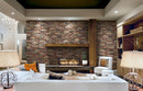 manufactured stone brick veneer granulbrick 50 mix 2 handmade B04MY 318808 installed living room wall fireplace white furniture