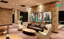 manufactured stone brick veneer granulbrick 50 pink handmade B04PN 102283 installed on living room leather couch