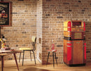 manufactured stone brick veneer granulbrick 50 pink handmade B04PN 102283 installed wall interior house red jukebox and a chair