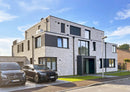 manufactured stone brick veneer loft dove handmade B09DV 317901 installed on modern building outside wall