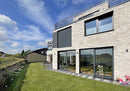 manufactured stone brick veneer loft dove handmade B09DV 317901 installed on modern building outside wall