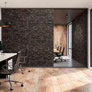 manufactured stone brick veneer loft nero handmade B09NR 317905 installed on study room square