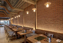 manufactured stone brick veneer slimfix orange handmade B05NG 102267 on restaurant wall