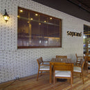 manufactured stone brick veneer slimfix white handmade B05WH 102264 installed coffee store exterior wall