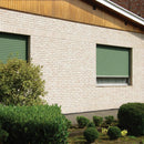 manufactured stone brick veneer slimfix white handmade B05WH 102264 installed on exterior face house square