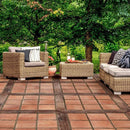 manufactured stone pavers 8x8 Isola 10 Dark Cotto F04DC 317929 installed on patio view square