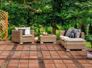 manufactured stone pavers 8x8 Isola 10 Dark Cotto F04DC 317929 installed on patio view
