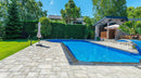 manufactured stone pavers Sienna ash Antique Pattern F01AS 317916 installed outdoor patio around swimming pool