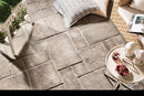 manufactured stone pavers Sienna ash Antique Pattern F01AS 317916 installed outdoor patio