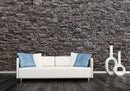 manufactured stone veneer ashlar pattern masso anthracite handmade S01TH 101196 installed wall interior white couch decorative items