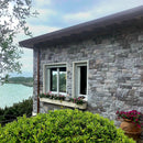 manufactured stone veneer ashlar pattern masso ash handmade S01AS 101195 installed facade exterior house ocean view