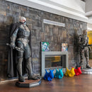 manufactured stone veneer ashlar pattern petra anthracite handmade S11TH 318786 installed around fireplace playroom life size terminator angle