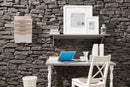 manufactured stone veneer slate look Cappadocia anthracite handmade S03TH 101208 installed study room white furniture wide
