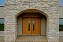 manufactured stone veneer slate look grand canyon pearl handmade S12PR 101245 installed entrance arch house wooden door wide