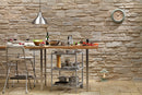 manufactured stone veneer slate look grand canyon pearl handmade S12PR 101245 installed kitchen wall clock metal chair