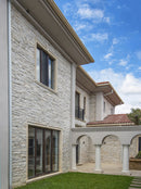 manufactured stone veneer slate look inka pearl white handmade S19PR 317859 facade of modern house wide