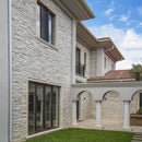 manufactured stone veneer slate look inka pearl white handmade S19PR 317859 installed facade of modern house