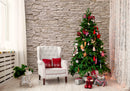 manufactured stone veneer slate look inka pearl white handmade S19PR 317859 installed inside house wall white sofa christmas tree