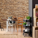 manufactured stone veneer slate look inka sand handmade S19SN 317860 installed kitchen dining room wall closeup