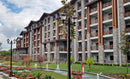 manufactured stone veneer slate look Sierra anthracite coffee ash mixed installed facade hotel