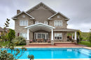 manufactured stone veneer slate look Sierra ash handmade S05AS 101219 installed facade house swimming pool