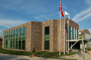 manufactured stone veneer slate look Sierra coffee handmade S05CF 101218 installed outside facade building Turkish flag