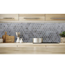 marble mosaic hexagon silver emprador backsplash kitchen