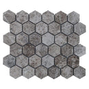 marble mosaic hexagon silver emprador polished single top view