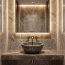 Maya Grey Natural Stone Marble Drop-in Vessel Sink Polished (D)16" (H)6"