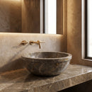 Maya Grey Natural Stone Marble Drop-in Vessel Sink Polished (D)16" (H)6"