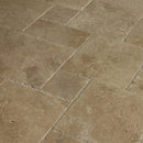 Meandros Walnut Antique Pattern Brushed, Chiseled and Unfilled - Full Truckload angle closeup view