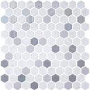 Metal, Carrara Polished Hexagon Glass Mosaics 11 3/4x11 1/2
